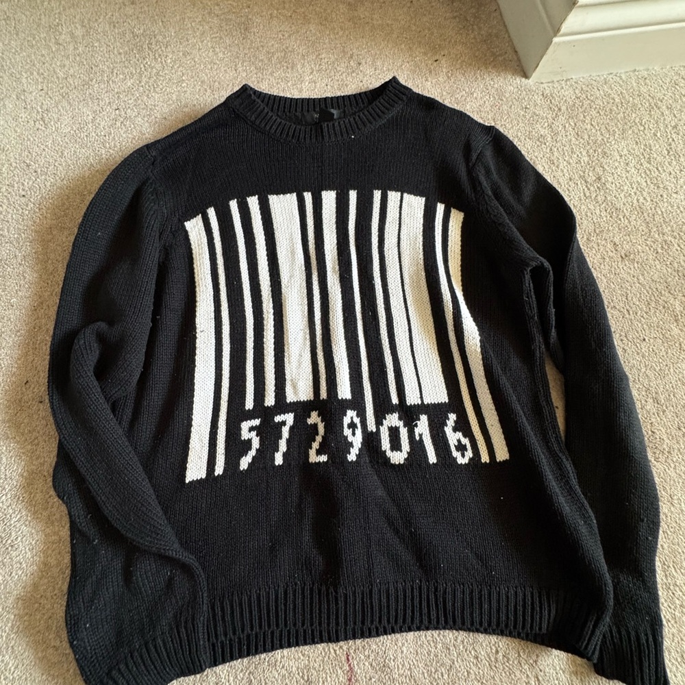 Forever 21 Black and White Barcode Knit Sweater